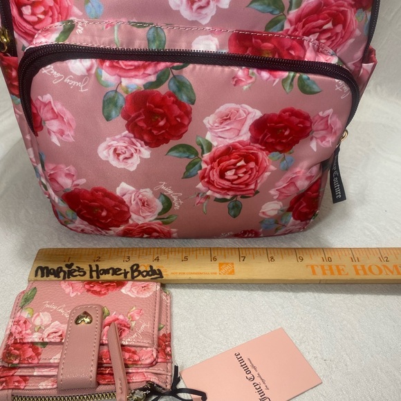 Juicy couture Womans bag backpack wallet 2pc set blush pink floral roses BNWT main image 5